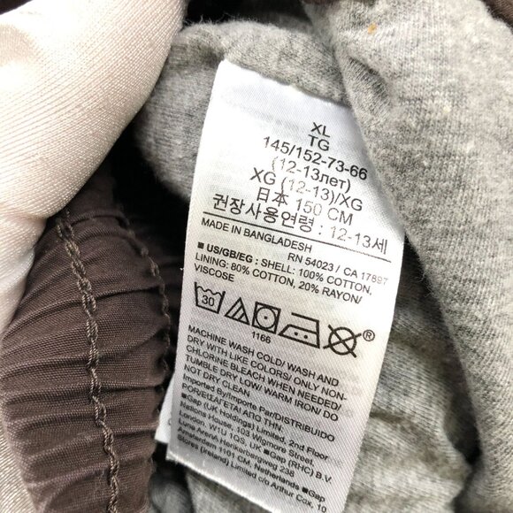 Gap Boys XL (12) Lined Cargo Jogger Pants Brown Cotton Fall Winter Pull On - Picture 8 of 9